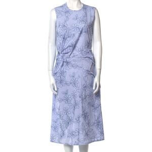 TRICOT COMME DES GARCON 2018  Stripe Floral Embroidered Twisted Midi Dress S/M